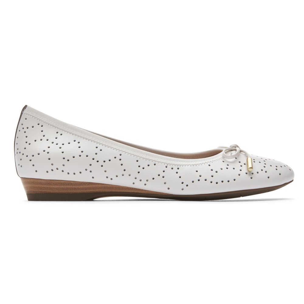 Zapatos Bajos Rockport Mujer Mexico - Total Motion Shea Perforated Bow Blancos - WRAEB9136